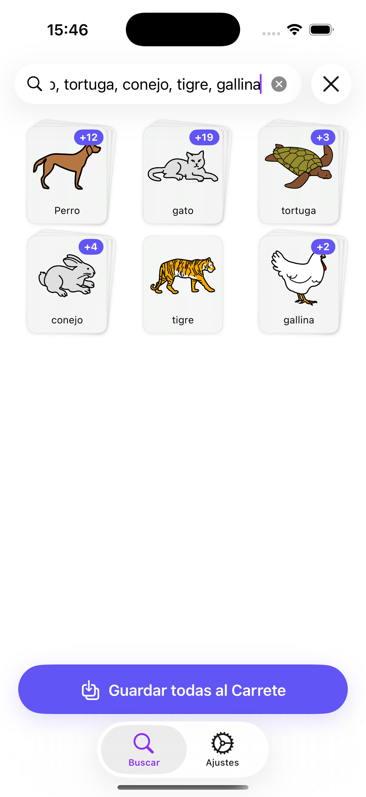 Search pictograms by keyword