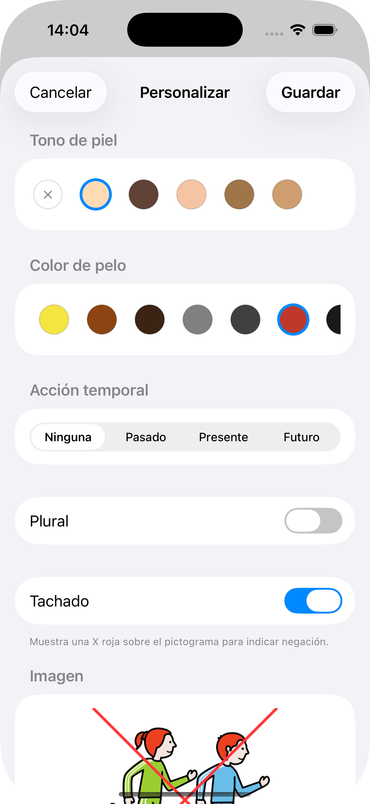 Customize skin tone, hair color, and more